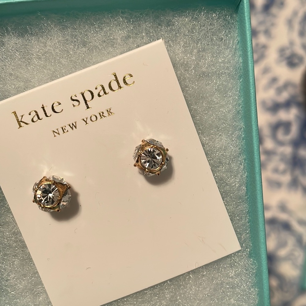 Kate Spade Lady Marmalade Stud Earrings - Clear/Gold NWT